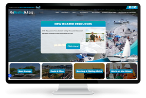 Brielle website designer; Go Boating monitor mock-up