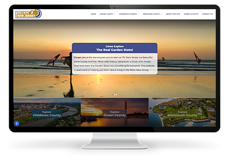 Screenshot of a Tinton Falls website design for The Real New Jersey